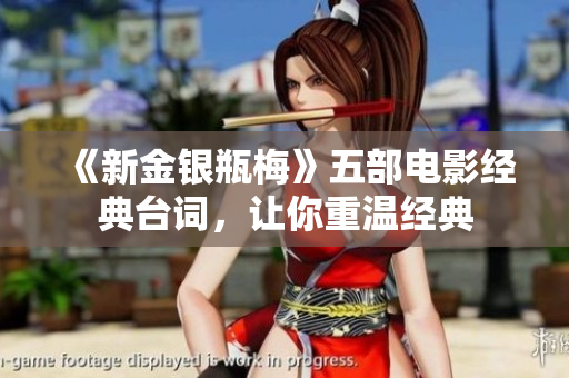 《新金银瓶梅》五部电影经典台词，让你重温经典