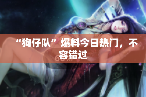 “狗仔队”爆料今日热门，不容错过