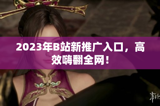 2023年B站新推广入口，高效嗨翻全网！